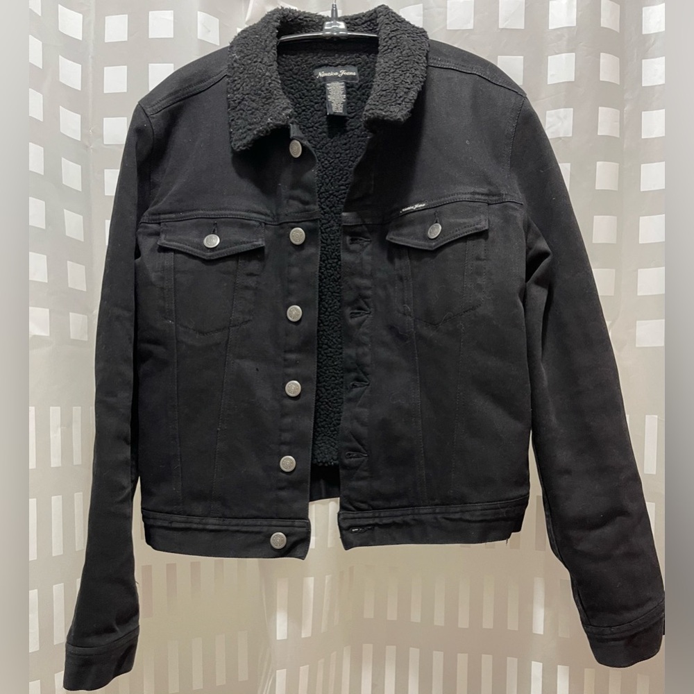Nautica Black Jeans Jacket Faux Sherpa